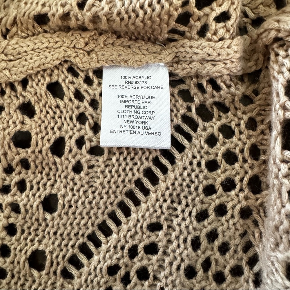 Chelsea & Theodore Open Knit Crochet Longline Open Front Duster Cardigan Sz S - Picture 7 of 10